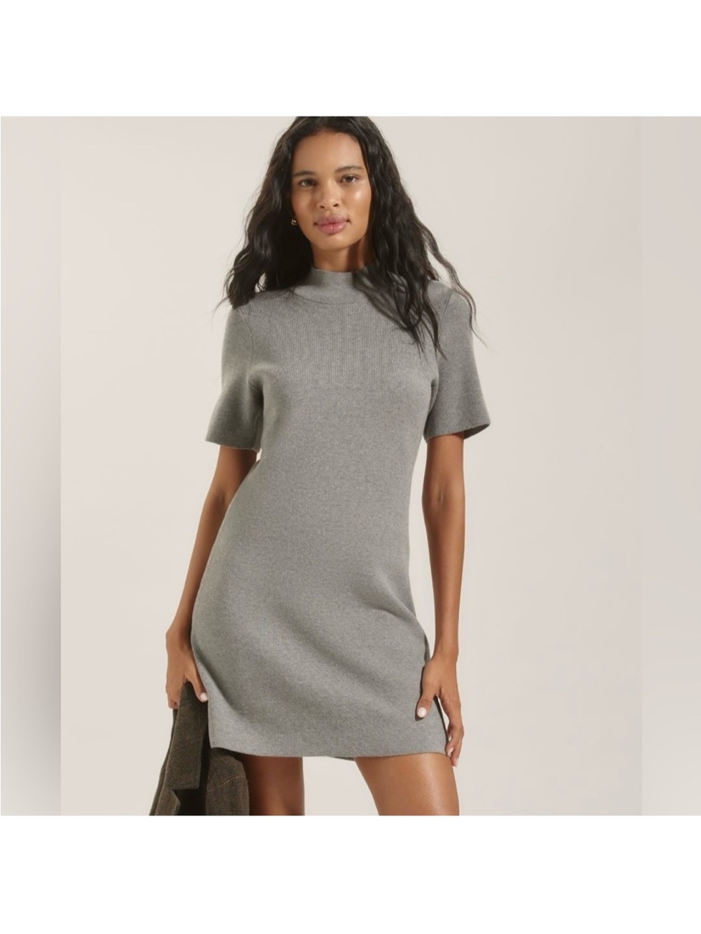 Anthropologie The Nina Short Sleeve Mock-neck Mod Knit Mini Dress Size S